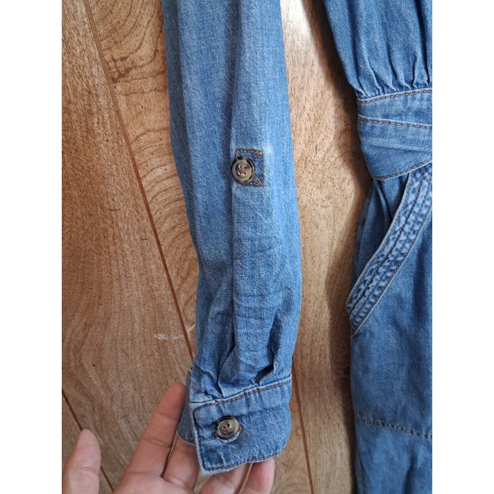 Anthropologie Pilcro & the Letterpress Denim Jumpsuit Womens Small Long Utility - Picture 5 of 12